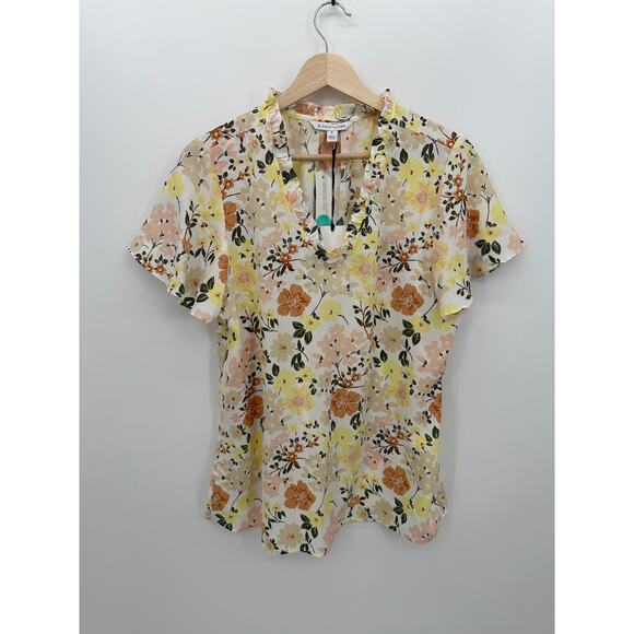 41 Hawthorn Womens Darcy Ruffle Sleeve Blouse Size M NWT Floral Career Spring - Picture 1 of 7
